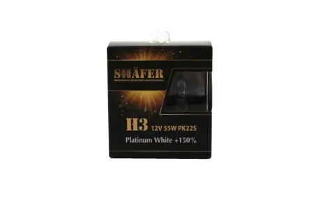 Лампа 12V H3 55W PK22s PLATINUM WHITE +150% Box2шт SHAFER SL3003P