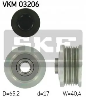 Шків генератора ALFA ROMEO 145, 146, 147, 156, 159, 166, GT, GTV CADILLAC BLS FIAT BRAVA, BRAVO I, BRAVO II, CROMA, DOBLO, GRANDE PUNTO, IDEA, MAREA, MULTIPLA, PALIO, PUNTO 1.4-2.4D 06.95 SKF VKM03206 Купити в Україні