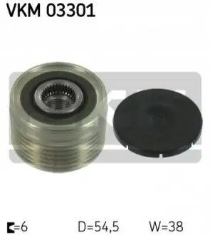 Шків генератора CITROEN BERLINGO, C5 I, C5 II, C8, EVASION, JUMPER I, JUMPER II, JUMPY I, XSARA, XSARA PICASSO FIAT DUCATO, SCUDO, ULYSSE FORD FIESTA V, FIESTA VI, FUSION 1.4-2.8D 09.96 SKF VKM03301 Купити в Україні