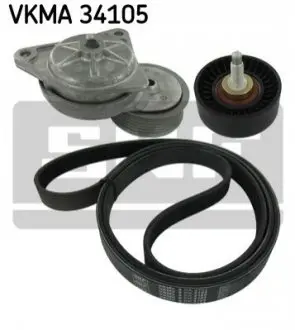 Комплект поликлинових ременів (з роликами) FORD COUGAR, FOCUS I, MONDEO II MAZDA TRIBUTE 1.6-2.0 08.96-05.08 SKF VKMA34105