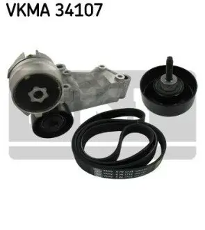 Комплект поликлинових ременів (з роликами) FORD FOCUS I, TOURNEO CONNECT, TRANSIT CONNECT 1.8D 08.98-12.13 SKF VKMA 34107