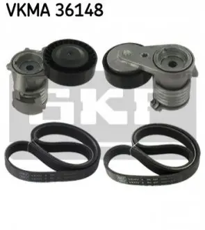 Комплект поликлинових ременів (з роликами) VOLVO C30, C70 II, S40 II, V50 FORD FOCUS II, KUGA I 2.0D-2.5 01.04-06.13 SKF VKMA36148