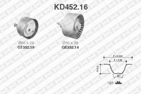 Ремень ГРМ (набор) - KD452.16 (1213852, 1328472, 1037660) SNR NTN KD45216