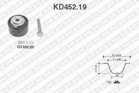 Комплект ремня ГРМ SNR NTN KD452.19