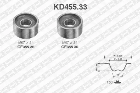 Комплект ГРМ (ремінь + ролик) IVECO DAILY I, DAILY II RVI B ALFA ROMEO AR 8 FIAT DUCATO RENAULT MASTER I 2.4D/2.5D 04.78-08.98 SNR NTN KD45533