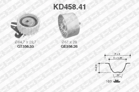 Комплект ГРМ (ремінь + ролик) ALFA ROMEO 145, 146, 147, 156 1.4-1.8 11.96-03.10 SNR NTN KD45841