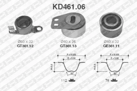 Комплект ГРМ (ремінь + ролик) HONDA ACCORD V, ACCORD VI, CIVIC VI ROVER 200 II, 25 I, 400 II, 45 I, 600 I, STREETWISE 2.0D 05.94-05.05 SNR NTN KD46106