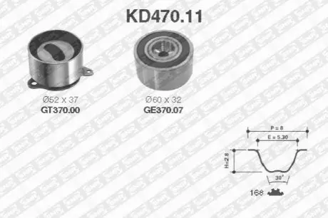 Комплект ГРМ (ремінь + ролик) KIA CLARUS, RETONA, SPORTAGE MAZDA 626 III, 626 V 2.0 06.87-08.03 SNR NTN KD47011