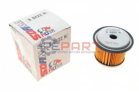 Паливний фільтр CITROEN BERLINGO, BX, C15, EVASION, JUMPY I, XANTIA, XM, XSARA, ZX FIAT SCUDO, ULYSSE HYUNDAI LANTRA II LANCIA ZETA PEUGEOT 205, 205 II, 306, 309, 309 I 1.7D-2.1D 10.85-12.06 SOFIMA S0422N Купити в Україні