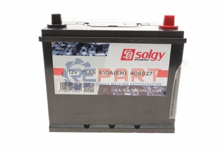 Акумуляторна батарея 75Ah/610A (261x175x225/+L/B01) (Азія) Solgy 406027