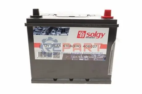Акумуляторна батарея 75Ah/610A (261x175x225/+R/B01) (Азія) Solgy 406027 Купити в Україні