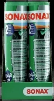 Салфетки из микрофибры для стекла и салона, зеленые, 40х40 см. (2шт). SONAX 416541