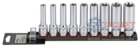 Набір насадок 1/2" (однотипні), 9 шт, профіль: E-TORX, розмір ключа для гнізда E-TORX: E10, E11, E12, E14, E16, E18, E20, E22, E24, SONIC 300903
