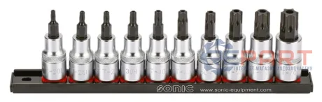 Набір насадок 1/2" (однотипні), 10 шт, профіль: TORX Tamper, розмір ключа для гнізда E-TORX: T20H, T25H, T27H, T30H, T40H, T45H, T50H, T55H, T60H, T70H, SONIC 301006SON