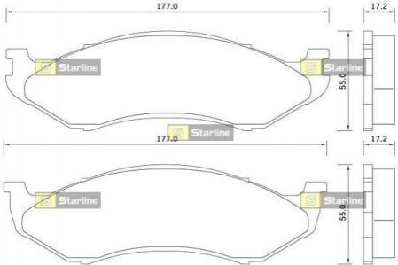 Комплект передних тормозных колодок STARLINE BDS347 (фото 1)