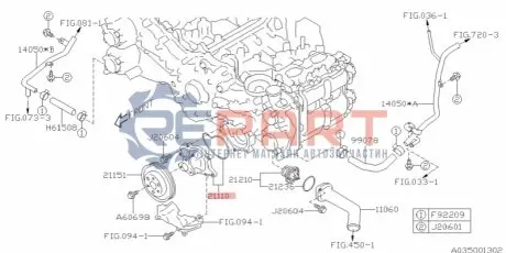 Насос охолоджувальної рідини, охолодження двигуна SUBARU 21110AA690 Купити в Україні