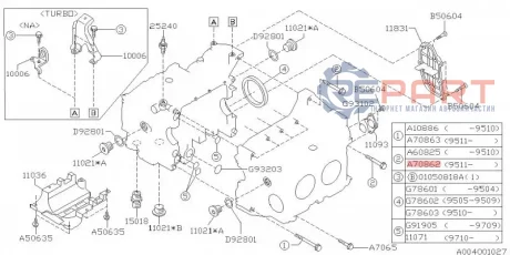 Болт блока циліндрів SUBARU 800708620
