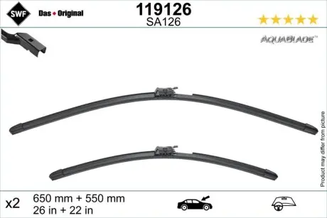 Щітка склоочисника безкаркасна передн із спойлером (2шт) AquaBlade 650/550мм MERCEDES S (V223), S (W223), S (Z223) 09.20 SWF 119126
