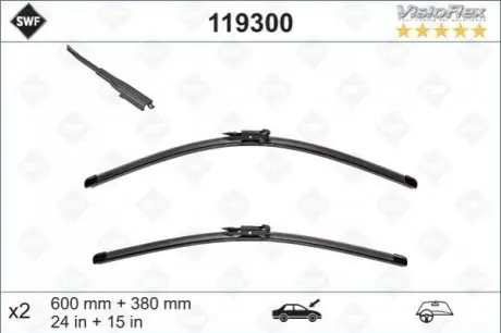 Щітка склоочисника безкаркасна передн із спойлером (2шт) Visioflex 600/380мм HYUNDAI BAYON, I20 III NISSAN QASHQAI I 11.06 SWF 119300 Купити в Україні