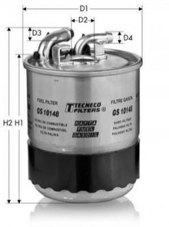 Фильтр топливный (с отверстием для датчика воды)DB W169/204/211 Sprinter/Vito/Viano Tecneco GS10148