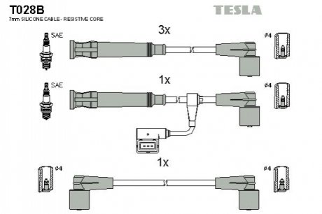 Комплект кабелів запалювання TESLA T028B