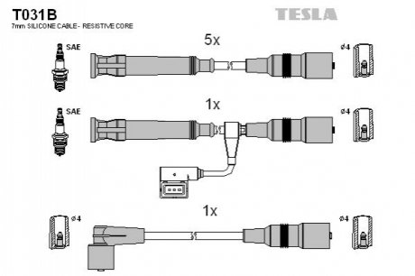 Комплект кабелів запалювання TESLA T031B