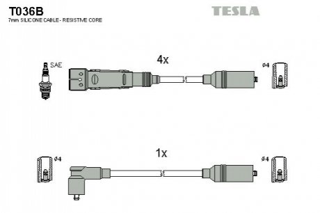 Комплект кабелей зажигания TESLA T036B (фото 1)