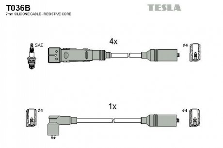 Комплект кабелей зажигания TESLA T036B