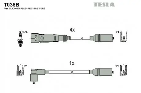 Фото Провода високовольтні TESLA (T038B) зображення 1