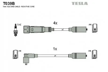Фото Провода високовольтні TESLA (T039B) зображення 1