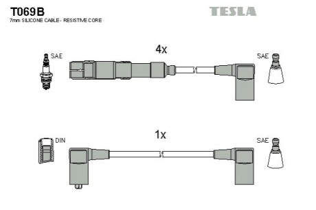 Комплект кабелей высоковольтных TESLA T069B (фото 1)