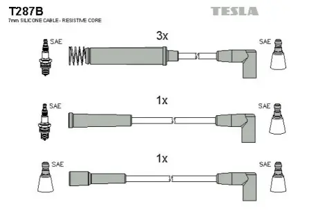 Комплект кабелей зажигания TESLA T287B Купить в Украине
