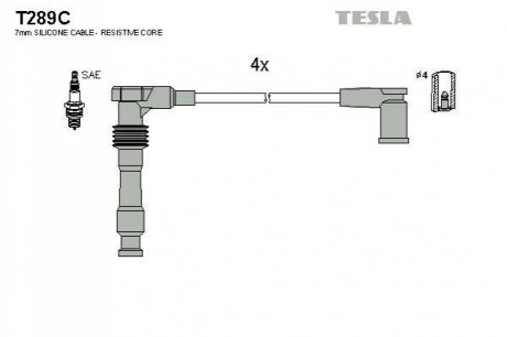 Проволока зажигания, набор TESLA T289C