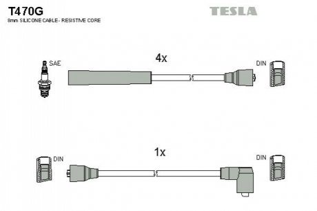 Комплект кабелів запалювання TESLA T470G (фото 1)