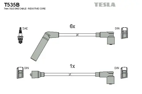 Фото Комплект кабелей зажигания TESLA (T535B) изображение 1