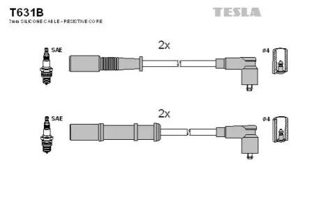 Фото Комплект кабелей зажигания TESLA (T631B) изображение 1