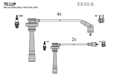 Комплект кабелей зажигания TESLA T632P Купить в Украине