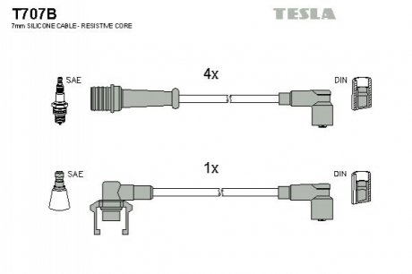 Комплект кабелів запалювання TESLA T707B