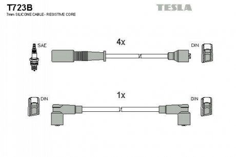 Комплект кабелів запалювання TESLA T723B
