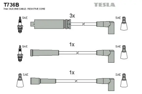 Проводи запалювання Daewoo Nexia1.5i 95-97 (к-кт) TESLA T736B Купити в Україні