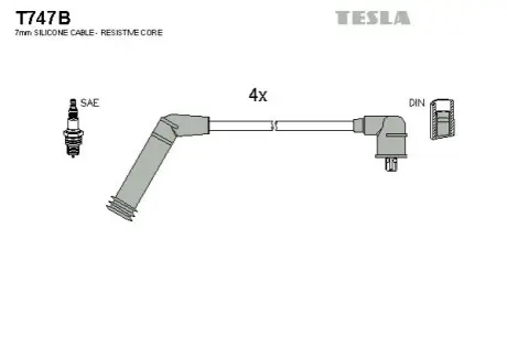 Комплект кабелей зажигания TESLA T747B Купить в Украине