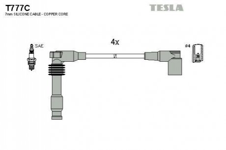 Комплект кабелів запалювання TESLA T777C