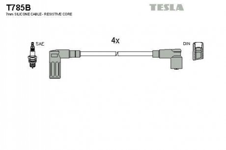 Комплект кабелів запалювання TESLA T785B