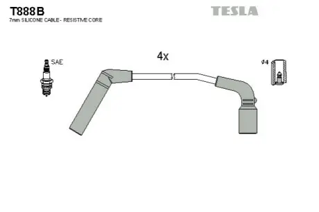 Фото Комплект кабелей зажигания TESLA (T888B) изображение 1