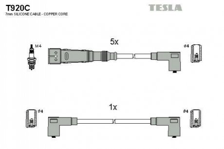 Комплект кабелів запалювання TESLA T920C (фото 1)