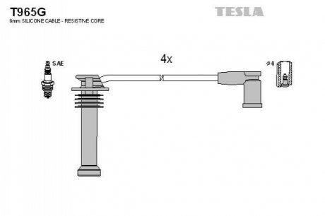 Комплект кабелів запалювання TESLA T965G (фото 1)