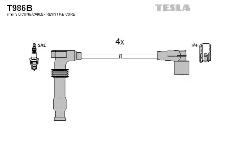 Комплект кабелей зажигания TESLA T986B Купить в Украине