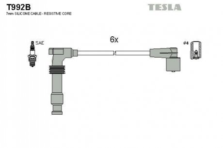 Комплект кабелів запалювання TESLA T992B (фото 1)