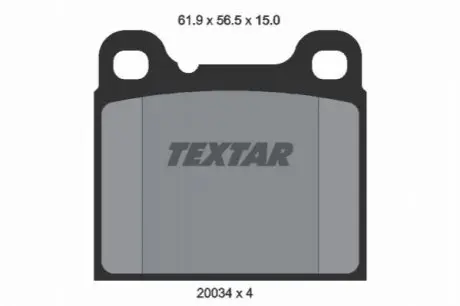 Комплект гальмівних колодок задн/передн, MERCEDES /8 (W114), /8 (W115), PAGODE (W113) VOLVO 140 ALFA ROMEO ALFETTA, GTV, SPIDER AUDI 100 C1 BMW 1502-2002 (E10) 1.0-5.2 01.66-10.15 TEXTAR 2003402
