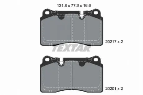 Комплект гальмівних колодок передн, ASTON MARTIN DB9 VANTAGE, DB9 VOLANTE, VANTAGE, VANTAGE VANTAGE, VANTAGE VOLANTE 4.0-6.0 01.04 TEXTAR 2021703